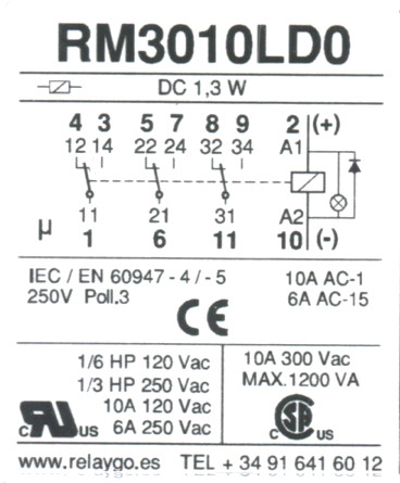 Beispiel Typenschild Relais serie RM